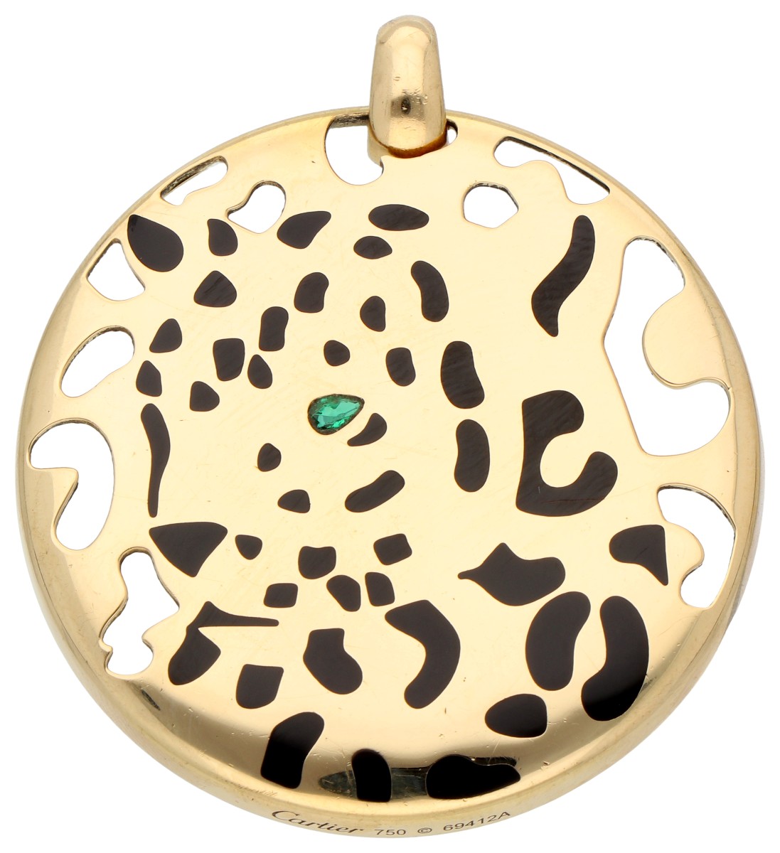 Cartier 18K geelgouden 'Panthère' luipaard hanger met emaille en tsavoriet