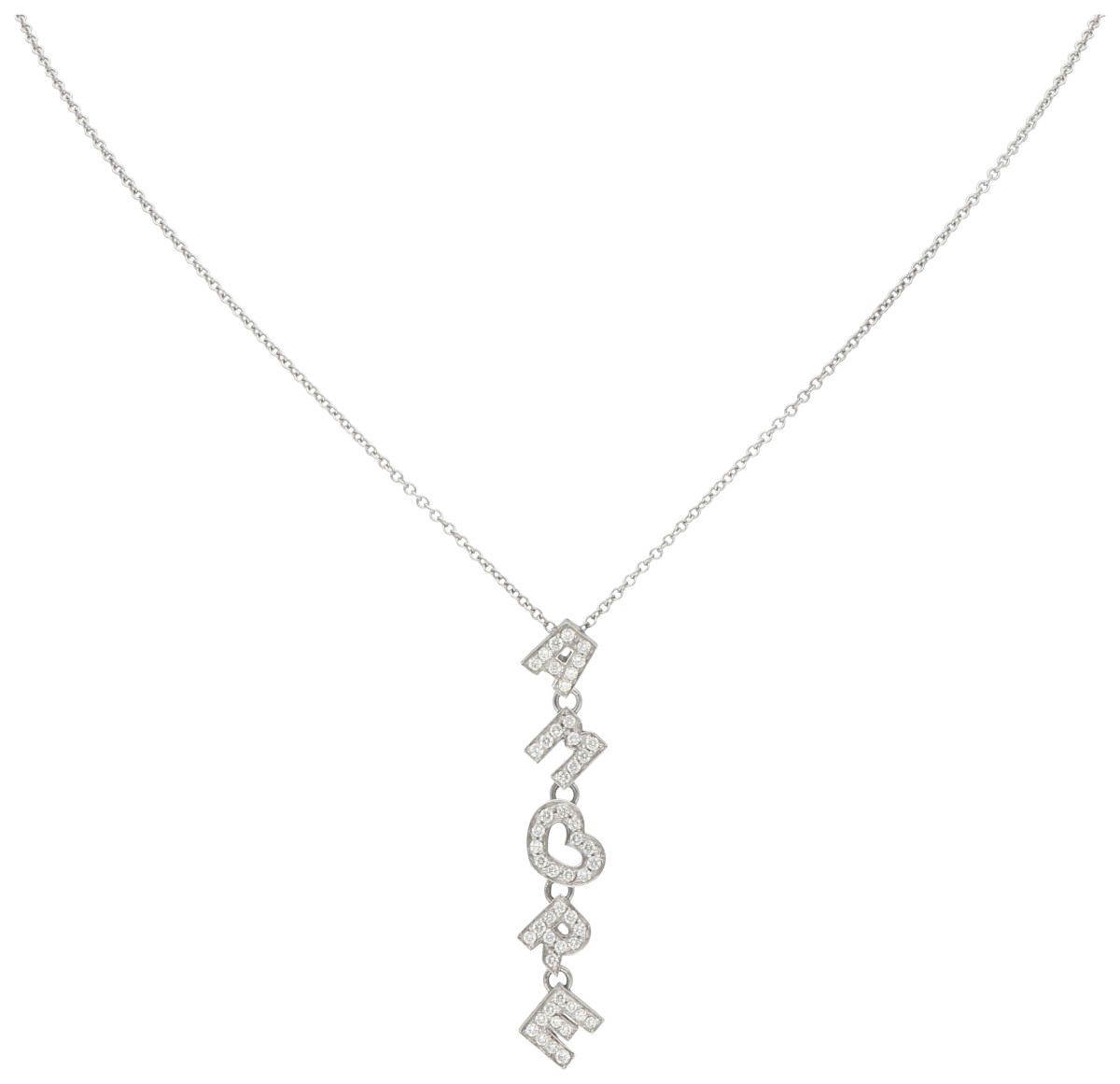 Pasquale Bruni 18K witgouden Amore collier bezet met ca. 0.33 ct. diamant