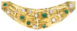 Geelgouden collier bezet met ca. 0.83 ct. diamant en smaragd (gesigneerd A. Lamy)