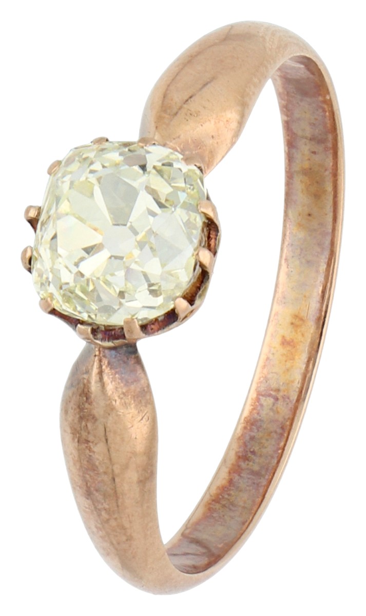 Goudwisselkantoor auction: BWG 10K roségouden solitair ring bezet met ca. 1.02 ct. diamant