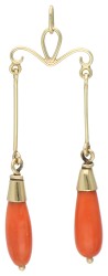 14K geelgouden hanger met bloedkoraal