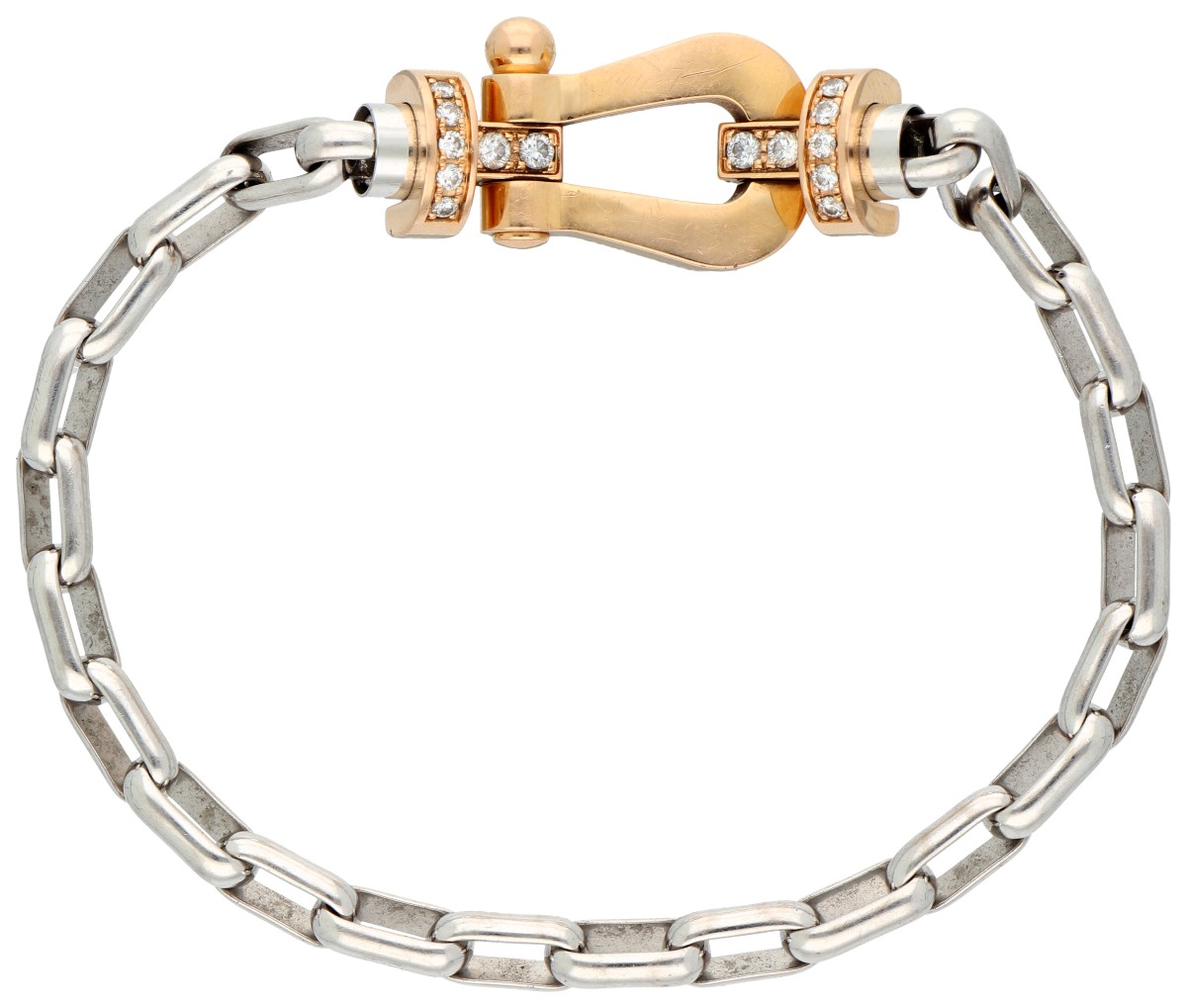 Fred Force 10 18K bicolor gouden armband bezet met ca. 0.28 ct. diamant