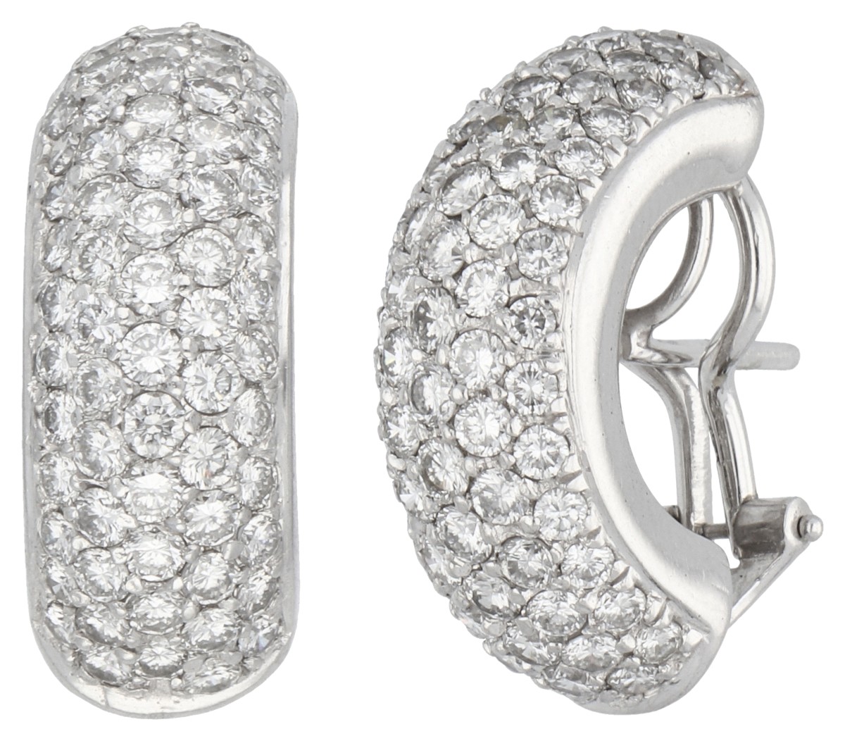 18K witgouden halve creolen bezet met ca. 3.32 ct. diamant