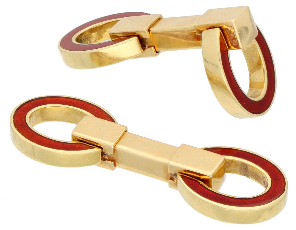 18K geelgouden manchetknopen met emaille