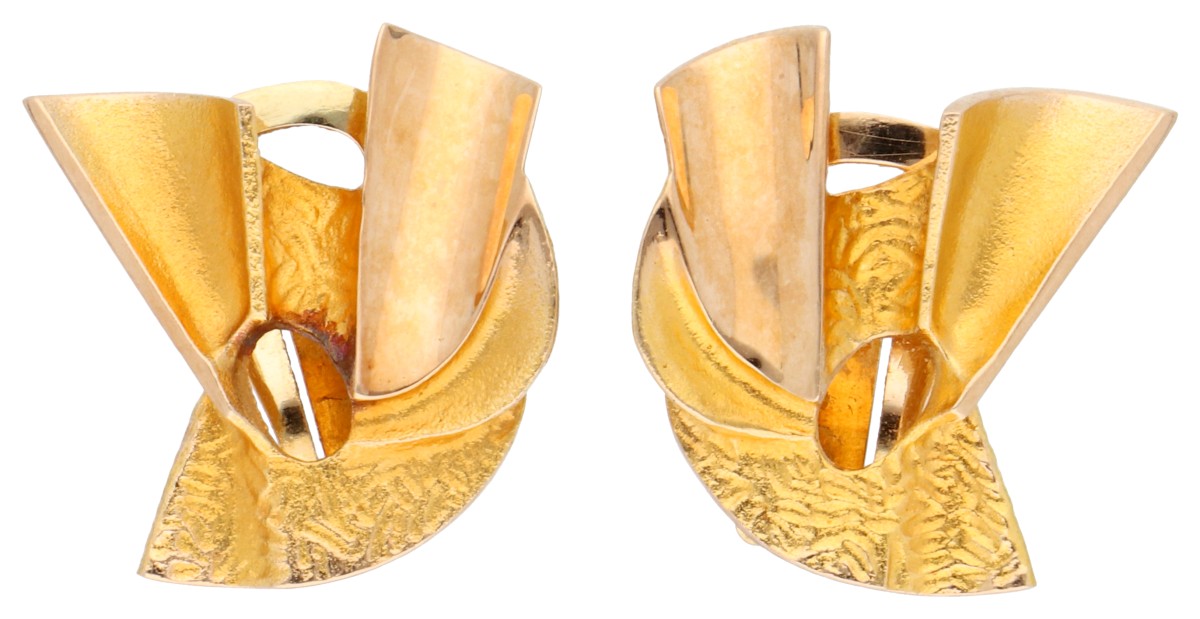Lapponia 14K geelgouden clip oorbellen door Zoltan Popovits