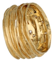 18K geelgouden ring bezet met ca. 0.19 ct. diamant