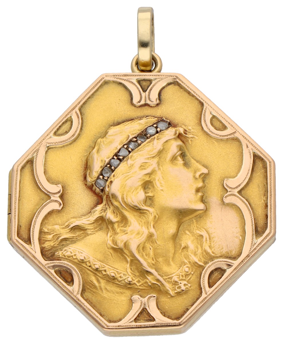 18K Geelgouden medaillon met diamant