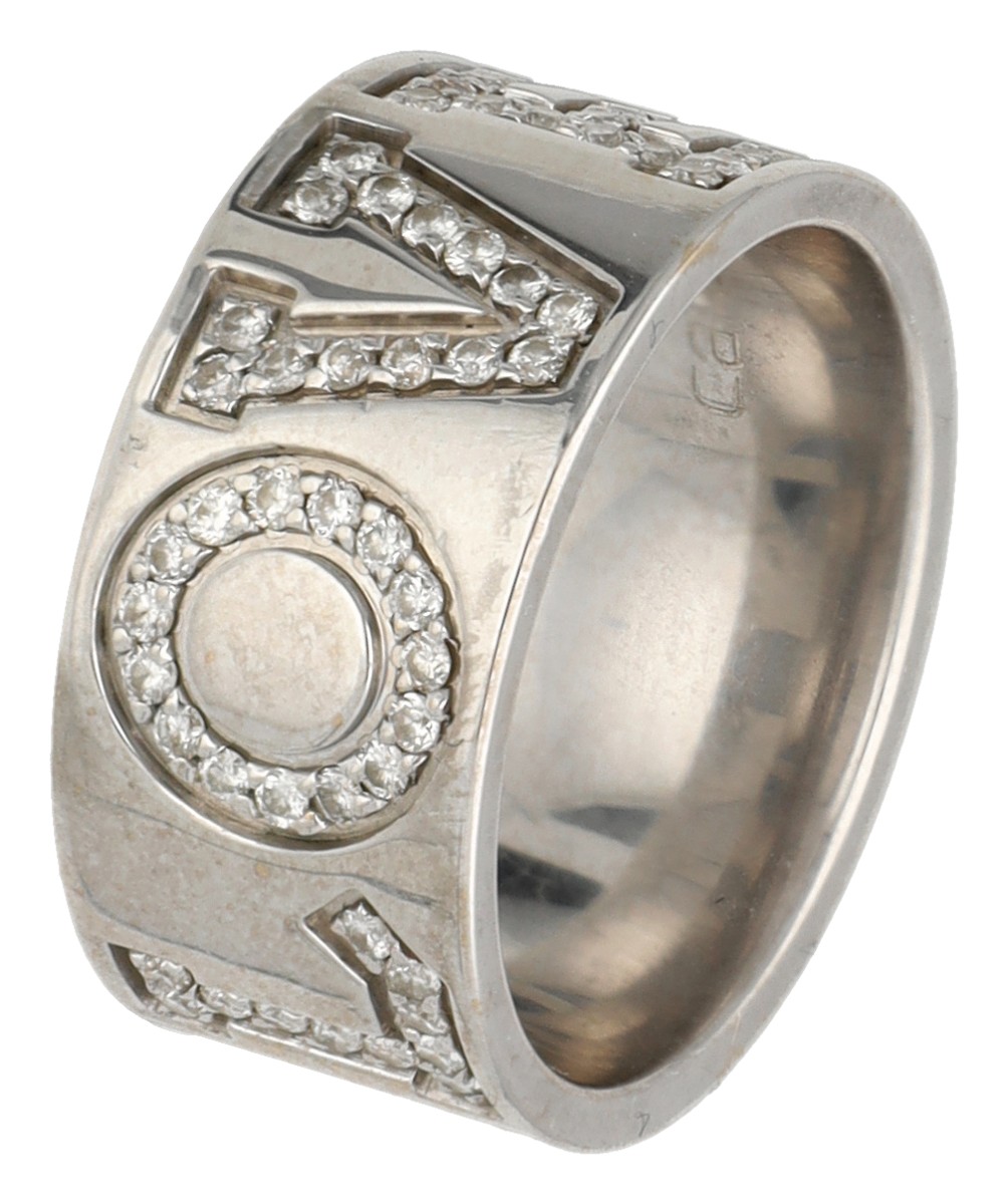 Carati 18K witgouden ring bezet met ca. 2.08 ct. diamant