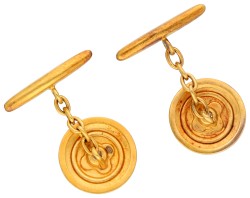 18K geelgouden manchetknopen bezet met ca. 0.12 ct. diamant en emaille