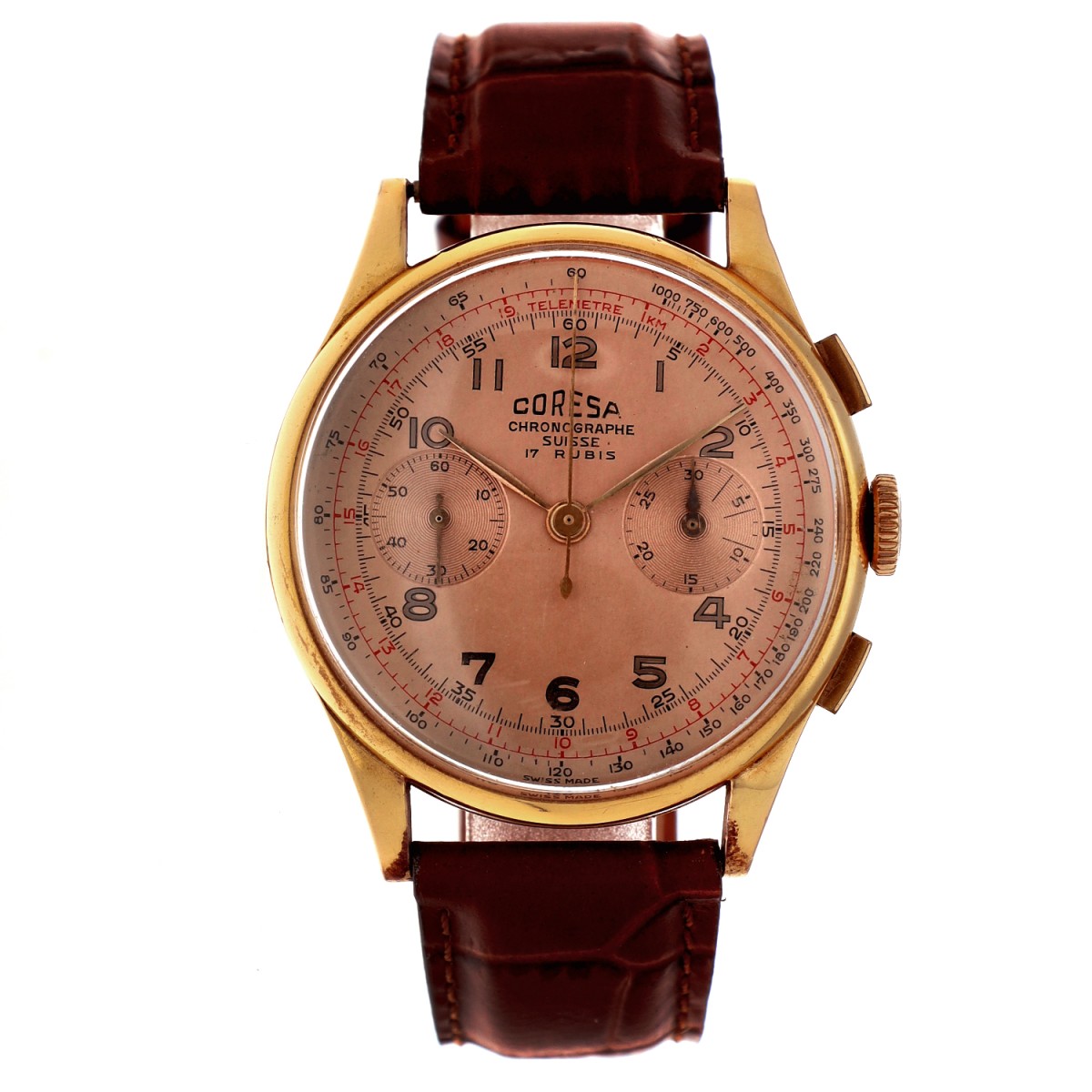 No Reserve - Coresa Chronographe Suisse 18K. - Heren horloge