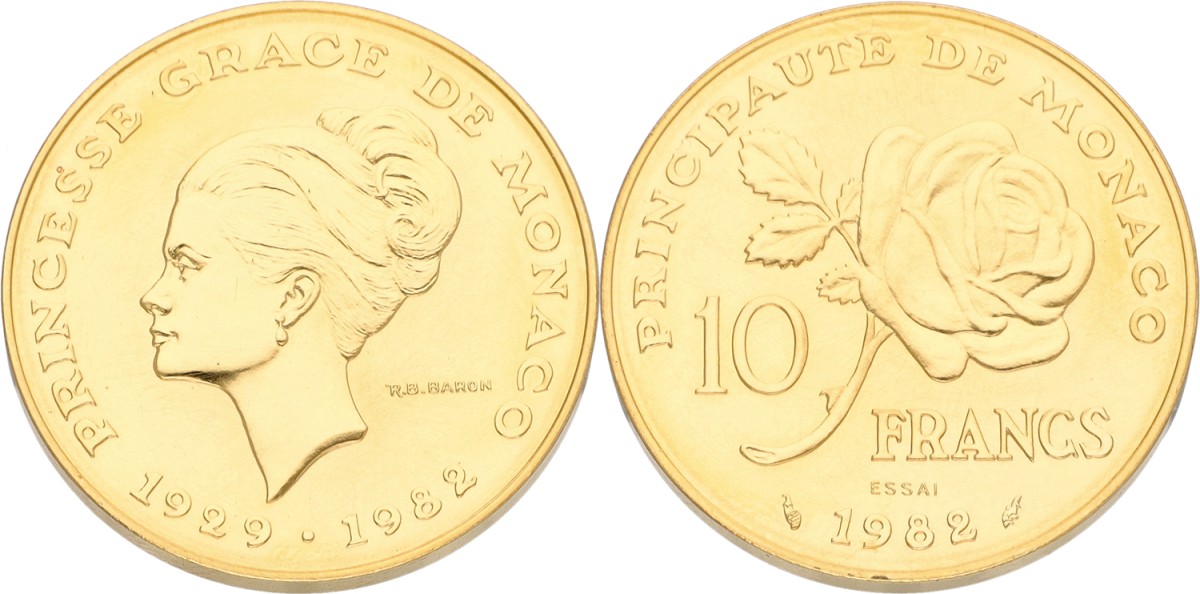 Goudwisselkantoor auction: Monaco. Rainier III. 10 Francs. 1982. UNC