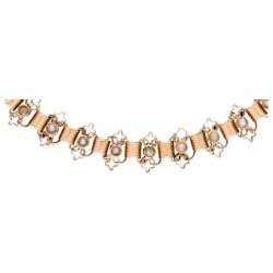 14K geelgouden schakel armband met zaadparels