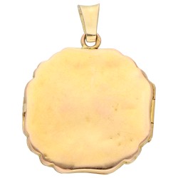 18K Geelgouden vintage medaillon floraal gedecoreerd met diamant