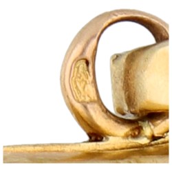 18K Geelgouden vintage medaillon floraal gedecoreerd met diamant