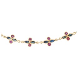 14K geelgouden gourmet collier met robijn en saffier