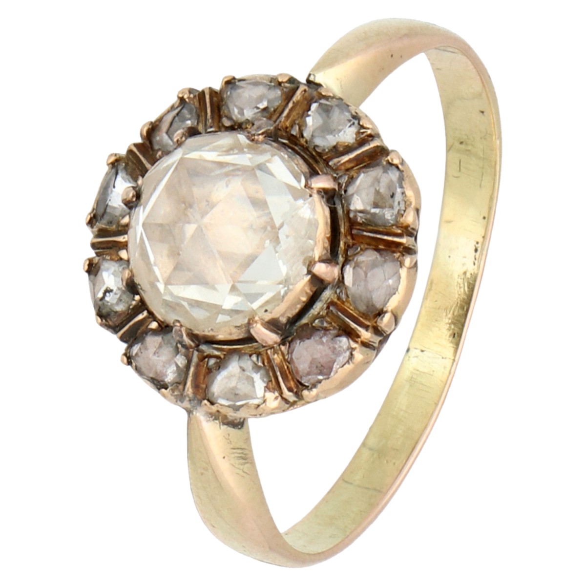 14K Geelgouden rozet ring met diamant