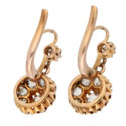 14K roségouden oorhangers bezet met diamanten