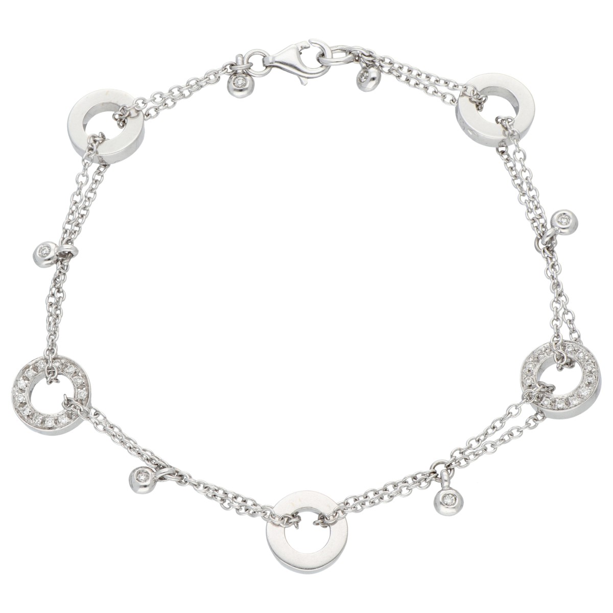 Goudwisselkantoor auction: 18K witgouden armband bezet met ca. 0.10 ct. diamant