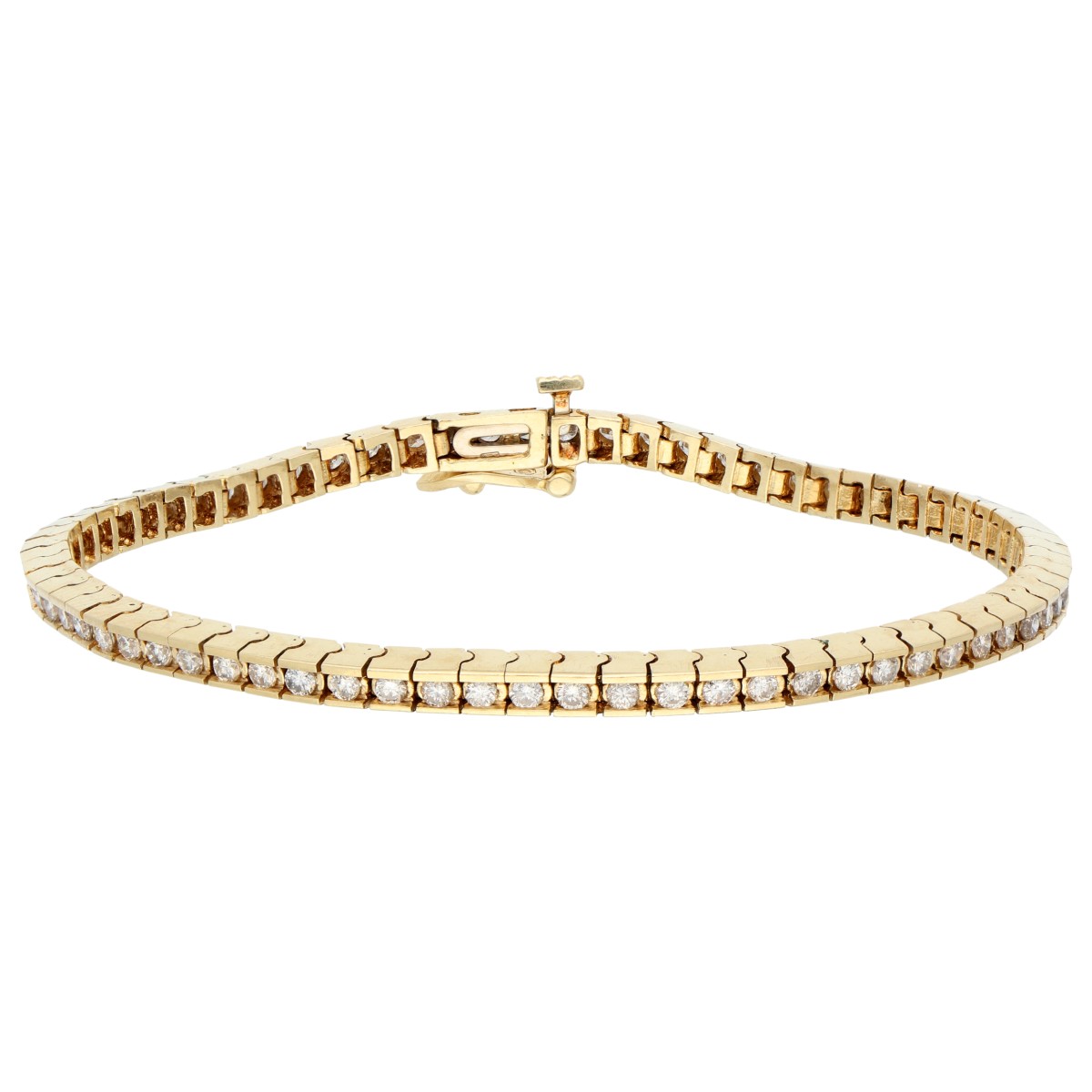 Goudwisselkantoor auction: 14K geelgouden tennis armband bezet met ca. 2.07 ct. diamant