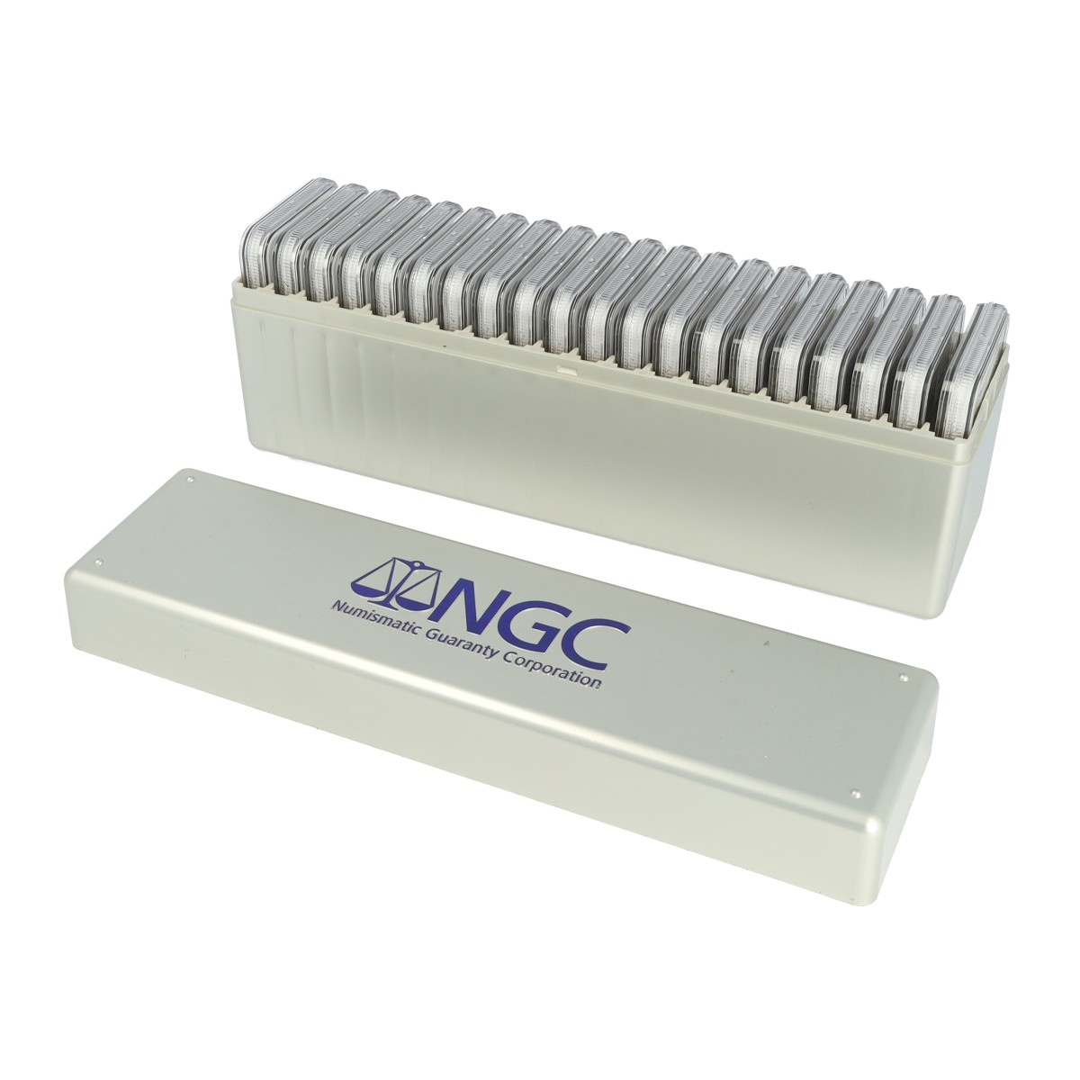 Goudwisselkantoor auction: Lot of 20 graded coins in NGC box. Mixed lot. Willem I & Wilhelmina. 19th & 20th Century.