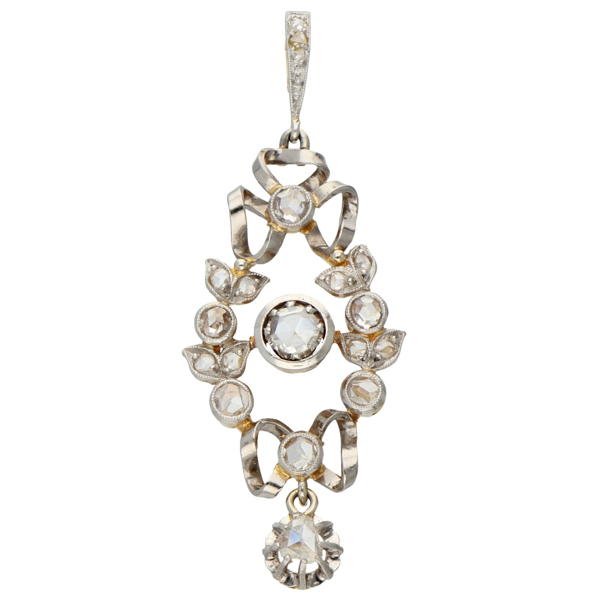 Goudwisselkantoor auction: 18K Bicolour gold pendant with rose-cut diamond