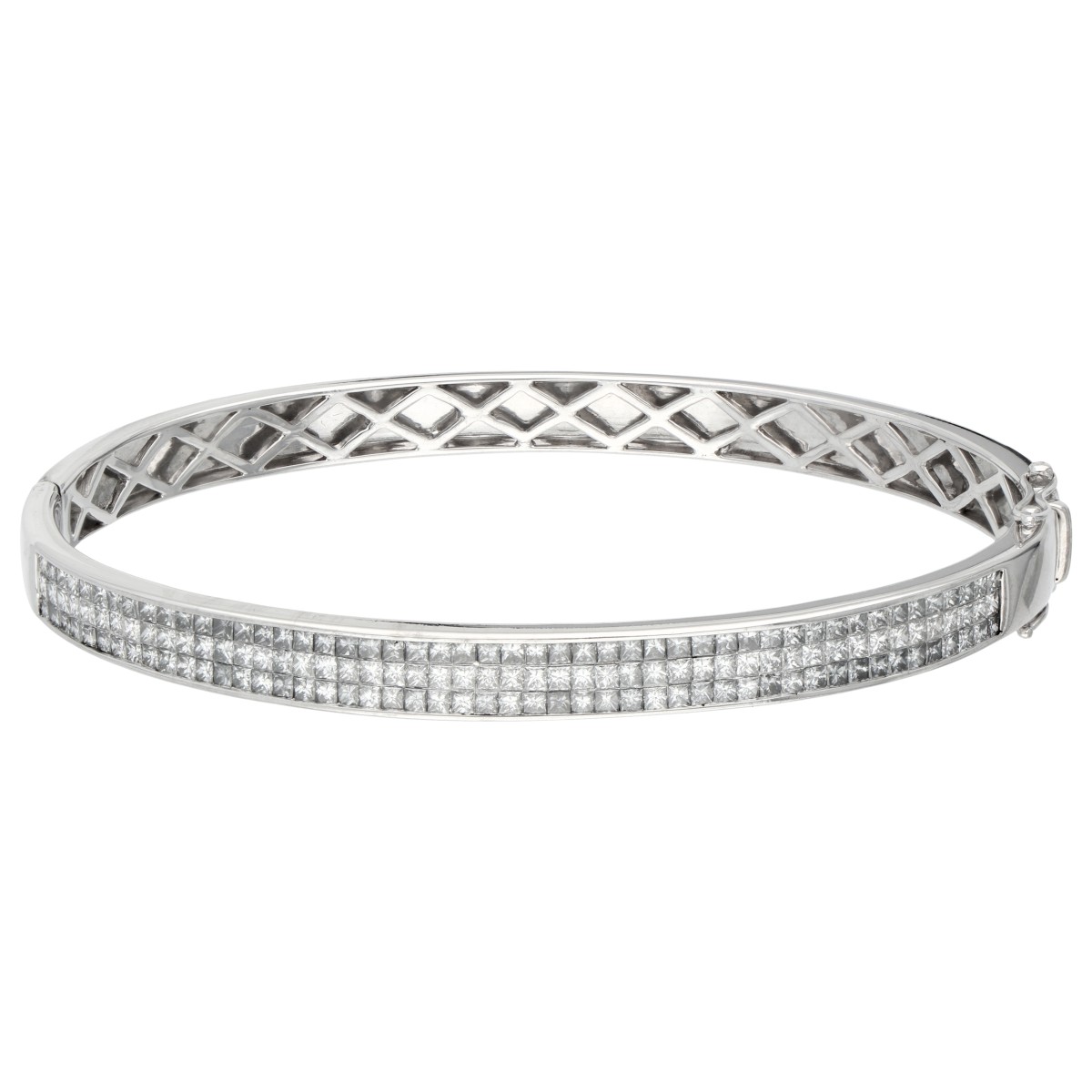 Goudwisselkantoor auction: 18K Witgouden bangle armband bezet met ca. 2.75 ct. diamant
