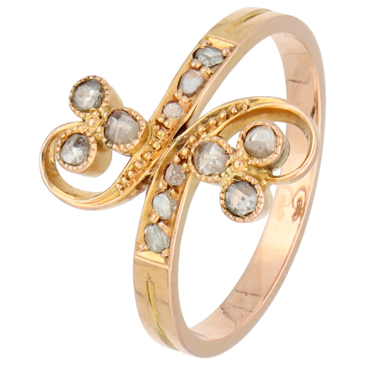 18K roségouden toi et moi ring bezet met diamant