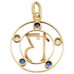 18K geelgouden Lucky number 13 hanger bezet met diamant en simili