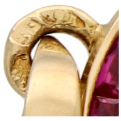 18K geelgouden qu’hier que demain hanger bezet met robijnen en diamant