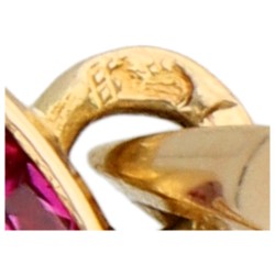 18K geelgouden qu’hier que demain hanger bezet met robijnen en diamant