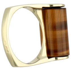 14K geelgouden ring met tijgeroog