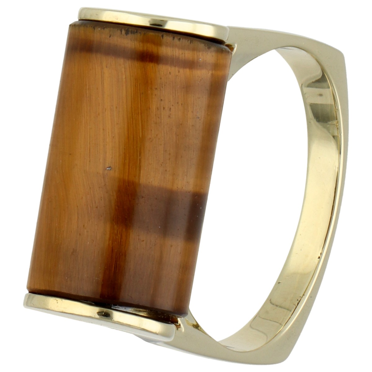 14K geelgouden ring met tijgeroog