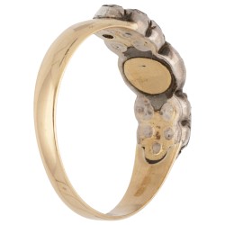 18K Geelgouden antieke ring met roos geslepen diamant