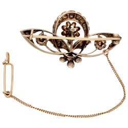14K geelgouden antieke broche met roos geslepen diamant
