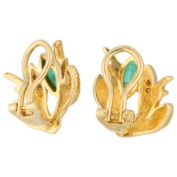 18K geelgouden oorstekers bezet met smaragd en diamant