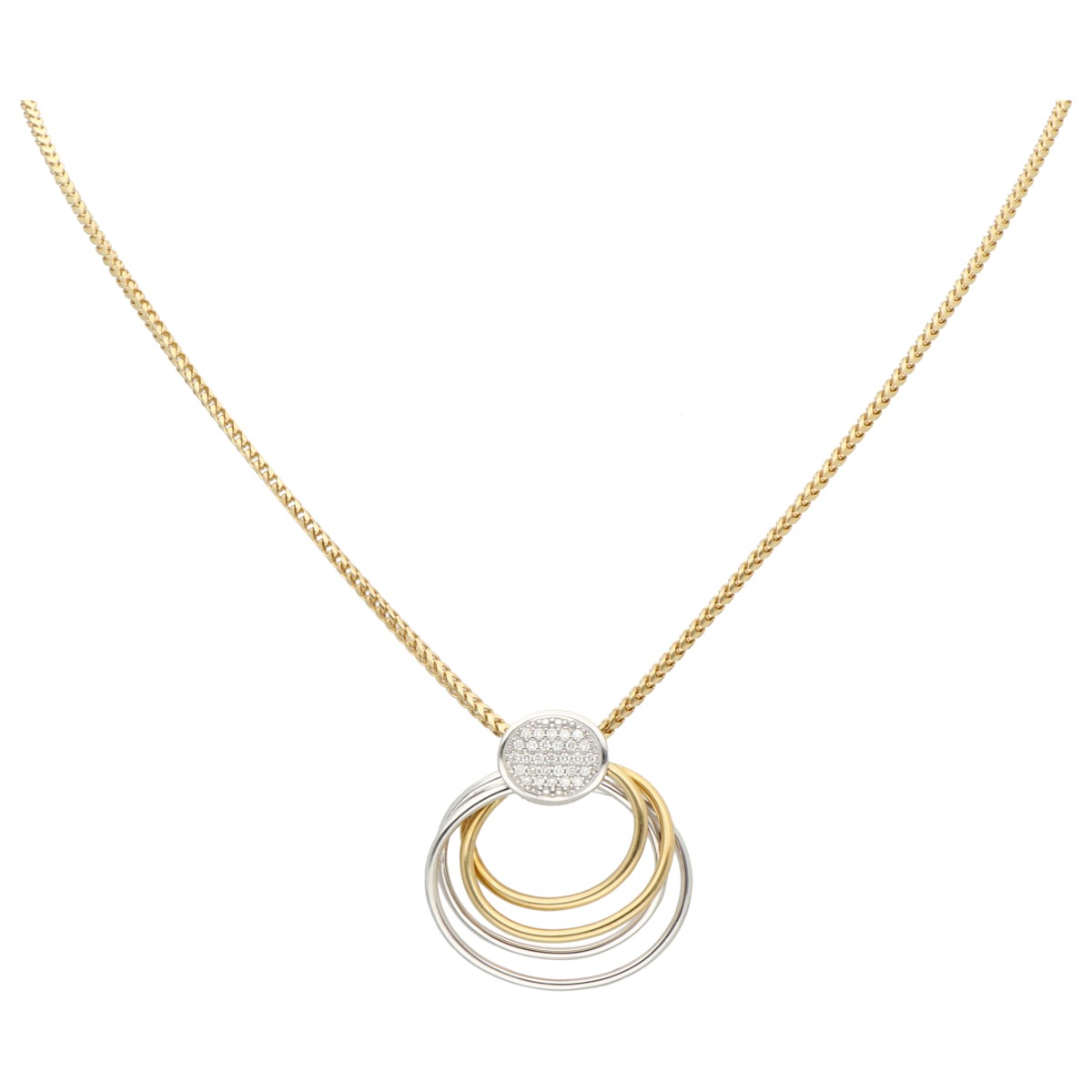 Goudwisselkantoor auction: 18K bicolor gouden collier met hanger bezet met ca. 0.14 ct. diamant