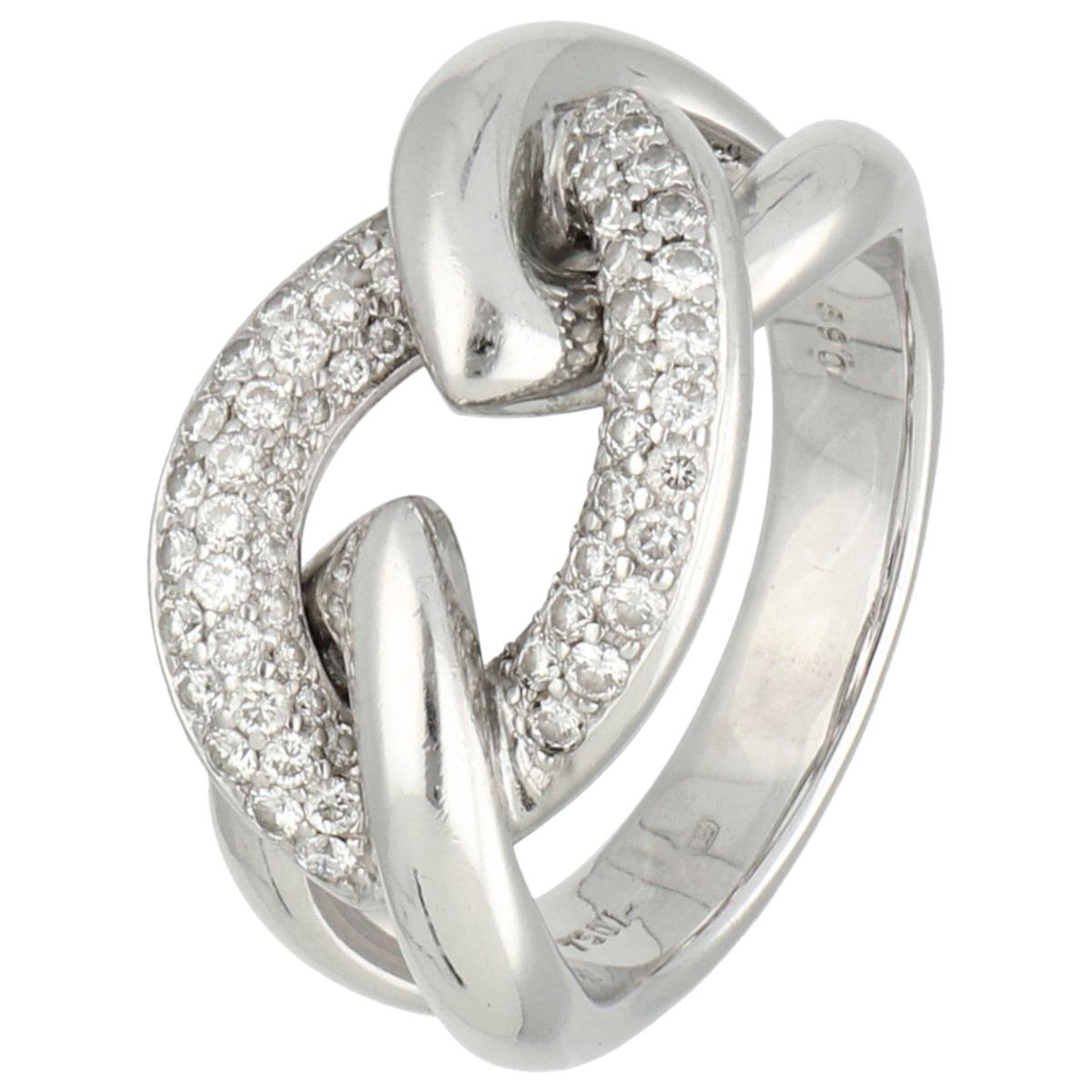 Goudwisselkantoor auction: 18K Witgouden ring bezet met ca. 0.69 ct. diamant