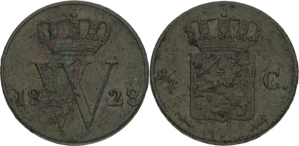 Goudwisselkantoor auction: ½ Cent. Willem I. 1828 U. VF.