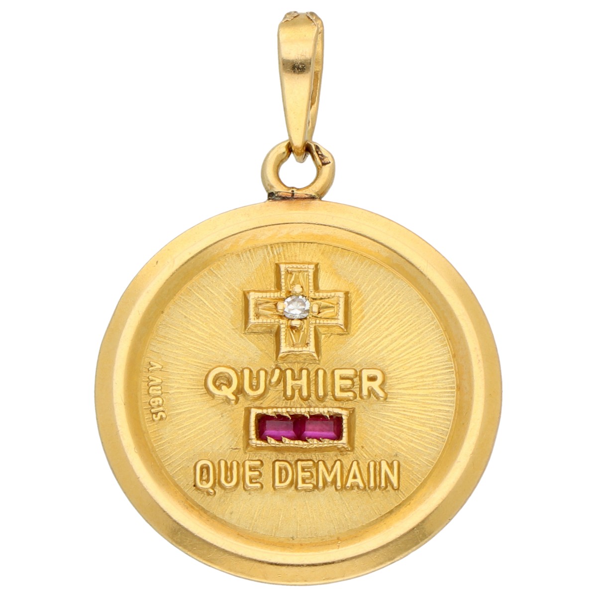 18K geelgouden Plus qu’hier, moins que demain hanger A. Augis