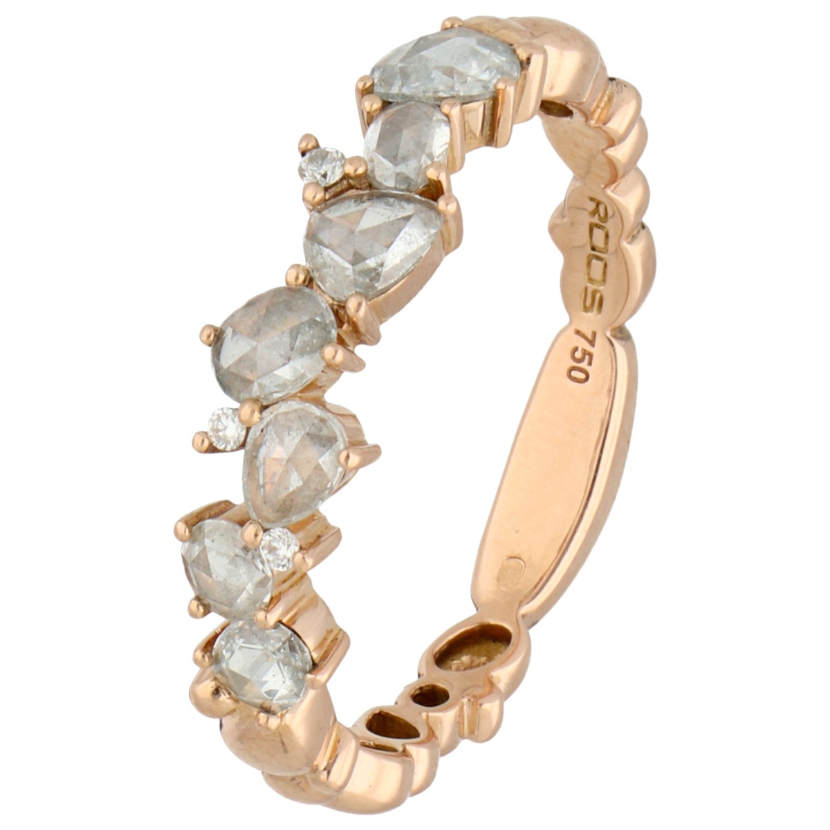 Goudwisselkantoor auction: ROOS-1835 18K roségouden 'Jackie' ring bezet met diamant