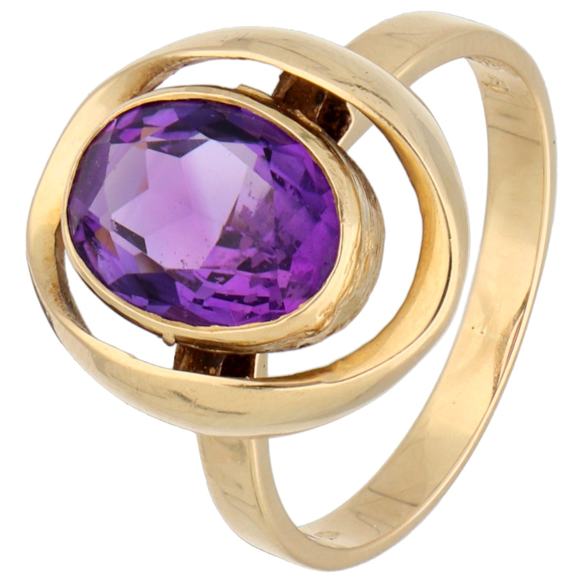 Goudwisselkantoor auction: 18K yellow gold fantasy ring set with approx. 1.94 ct. amethyst
