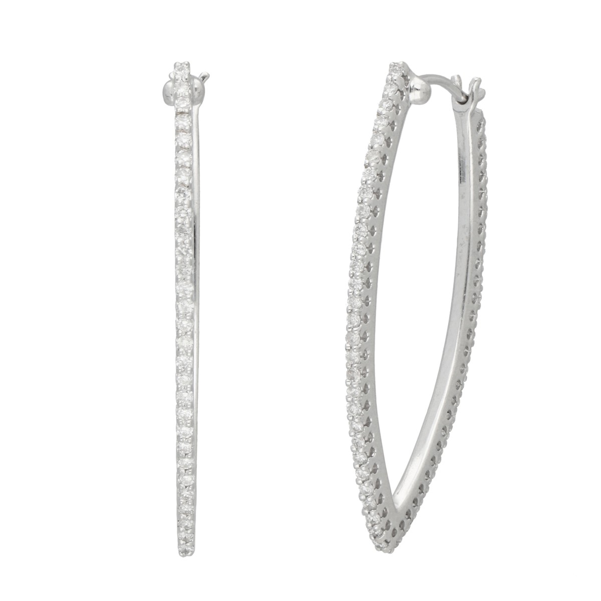 Goudwisselkantoor auction: 14K white gold earrings set with approx. 0.55 ct. diamonds
