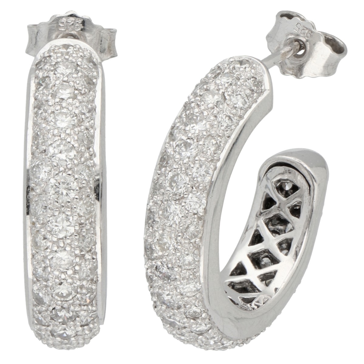 Goudwisselkantoor auction: 18K witgouden creolen bezet met ca. 2.01 ct. diamant