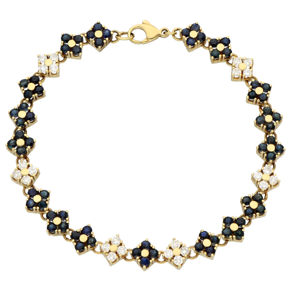 Goudwisselkantoor auction: 14K geelgouden armband bezet met 4.08 ct. saffier en 0.96 ct. diamant