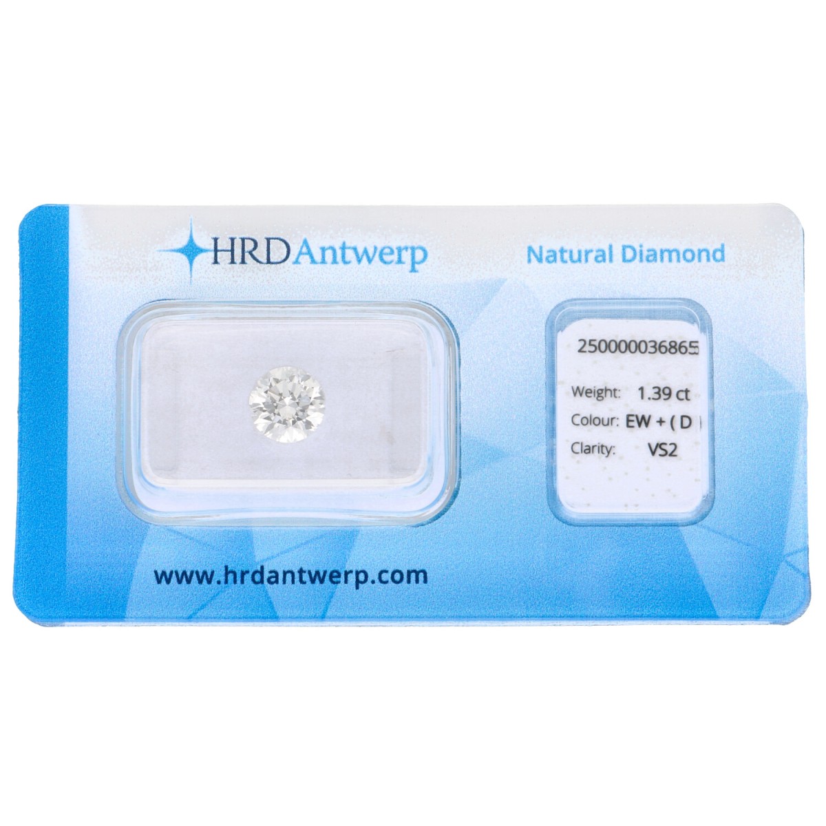 Goudwisselkantoor auction: 1.39 ct. Round Brilliant HRD certified natural diamond