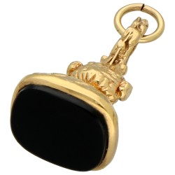 BWG geelgouden hanger met onyx