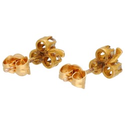 14K geelgouden vintage oorstekers met roos geslepen diamant