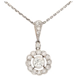 Gouden/platina collier met hanger bezet met ca. 0.83 ct. diamant