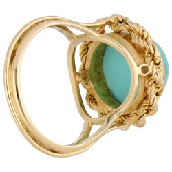 14K geelgouden ring met ca. 4.67 ct. turkoois