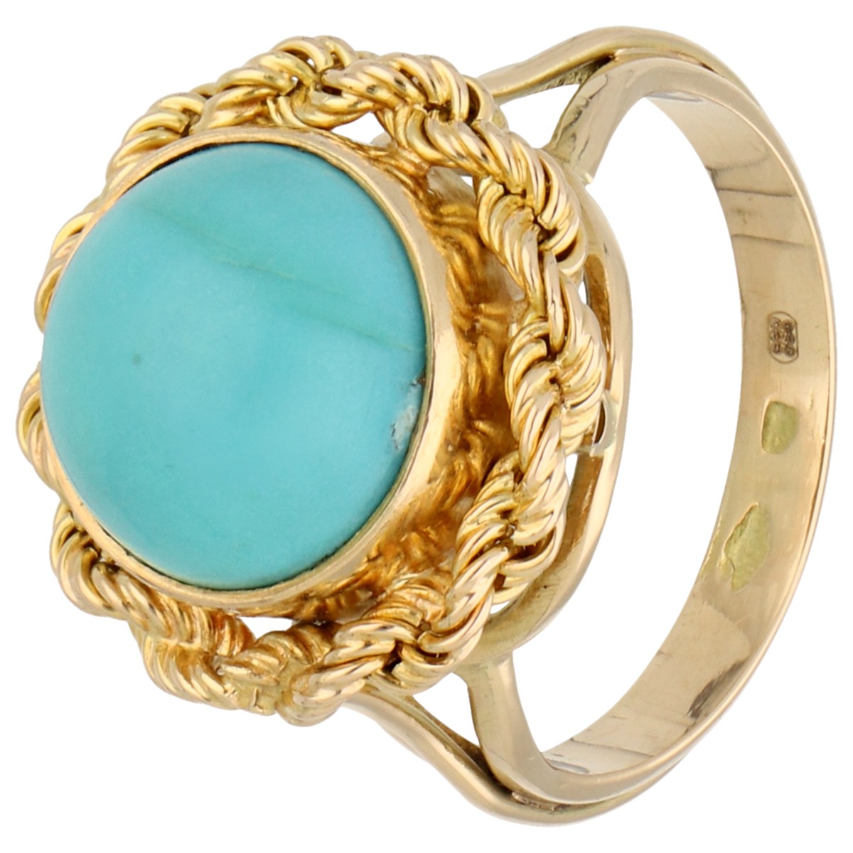 14K geelgouden ring met ca. 4.67 ct. turkoois